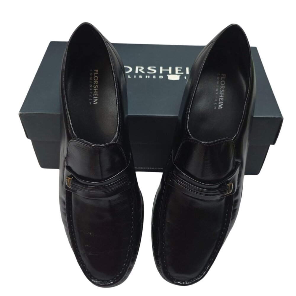 Florsheim Riva Comfortech Black Loafer Size Men 10 3E Wide Leather Slip-On Shoes